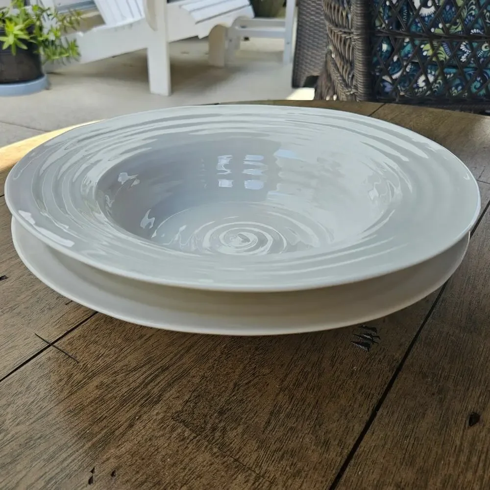 2 Unique Wide Lip Bowls White by Sophie Conran For Portmeirion 10.5Wx2.5D 4# #25